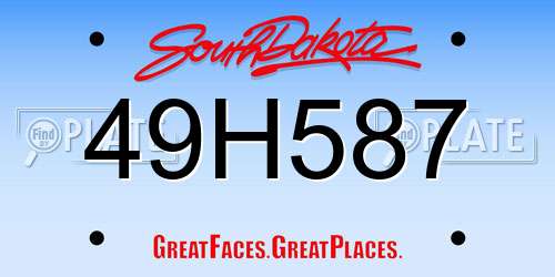 49H587 South Dakota License Plate