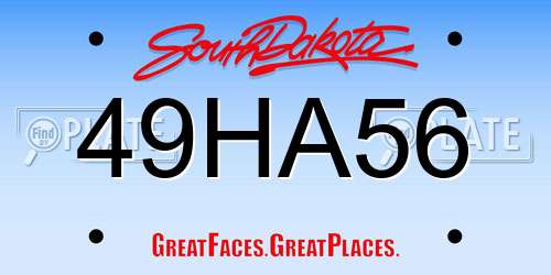 49HA56 South Dakota License Plate