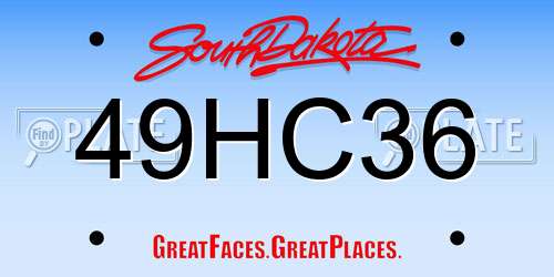 49HC36 South Dakota License Plate