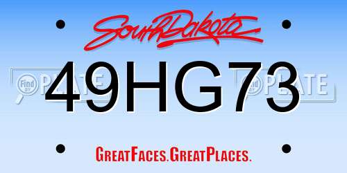 49HG73 South Dakota License Plate