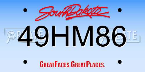 49HM86 South Dakota License Plate