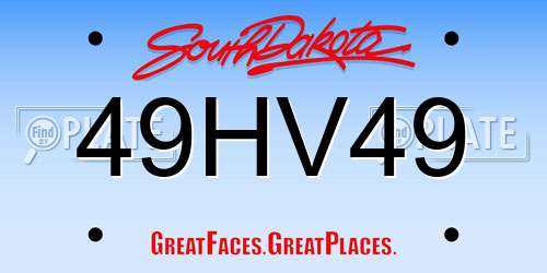 49HV49 South Dakota License Plate