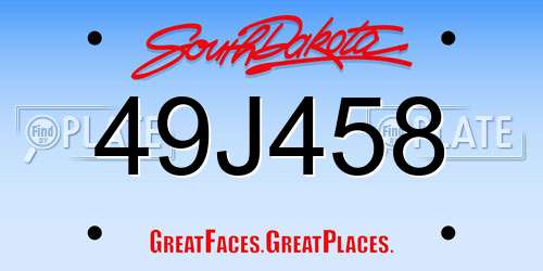 49J458 South Dakota License Plate