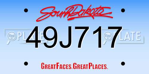 49J717 South Dakota License Plate