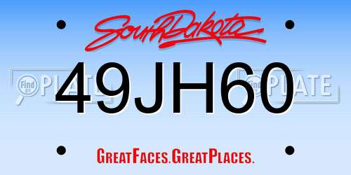 49JH60 South Dakota License Plate