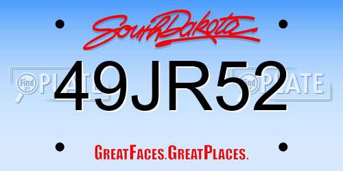 49JR52 South Dakota License Plate