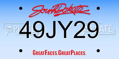 49JY29 South Dakota License Plate