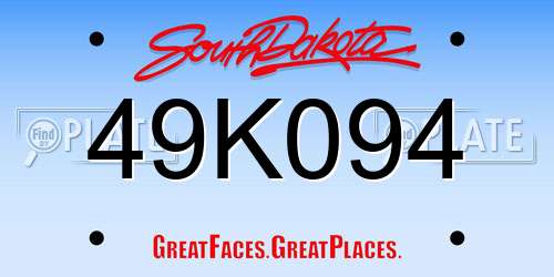 49K094 South Dakota License Plate