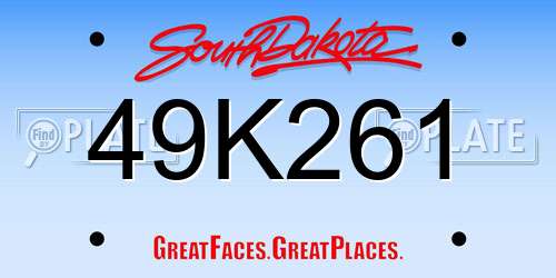 49K261 South Dakota License Plate