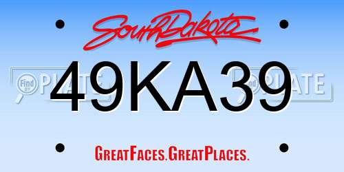 49KA39 South Dakota License Plate