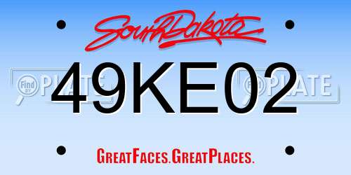 49KE02 South Dakota License Plate