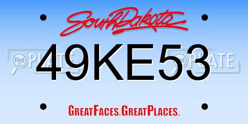 49KE53 South Dakota License Plate