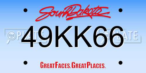 49KK66 South Dakota License Plate