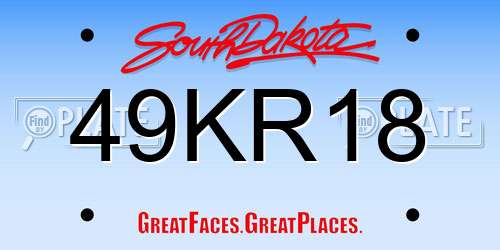 49KR18 South Dakota License Plate