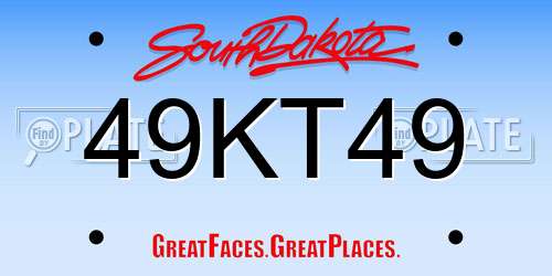 49KT49 South Dakota License Plate