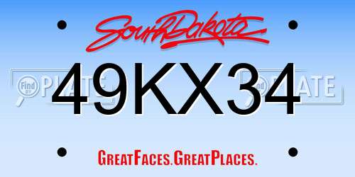 49KX34 South Dakota License Plate