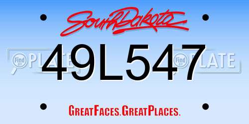49L547 South Dakota License Plate