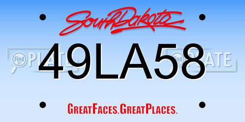49LA58 South Dakota License Plate