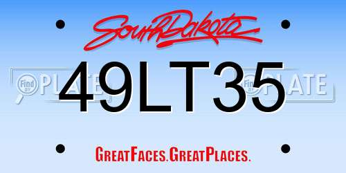 49LT35 South Dakota License Plate