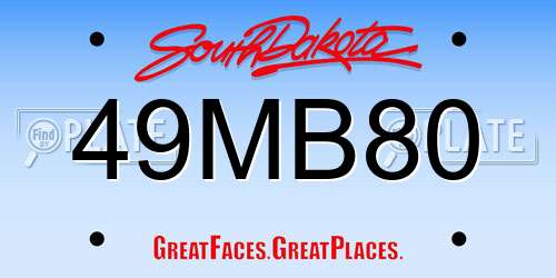 49MB80 South Dakota License Plate