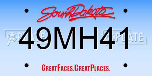 49MH41 South Dakota License Plate