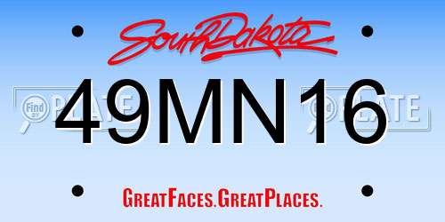 49MN16 South Dakota License Plate
