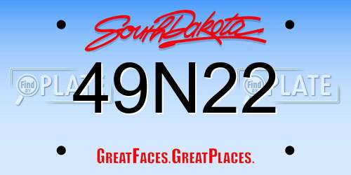 49N22 South Dakota License Plate