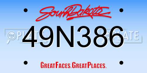 49N386 South Dakota License Plate