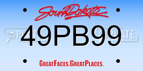 49PB99 South Dakota License Plate