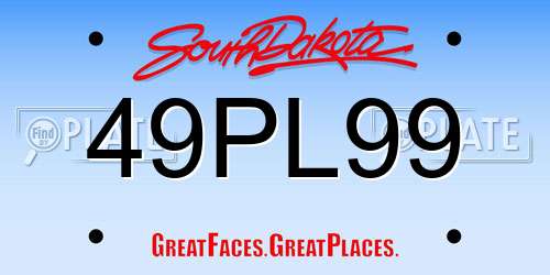 49PL99 South Dakota License Plate