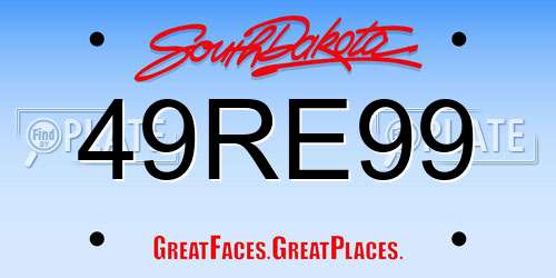 49RE99 South Dakota License Plate