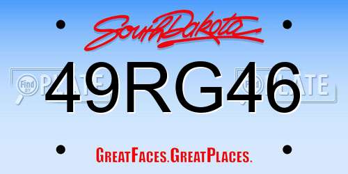 49RG46 South Dakota License Plate