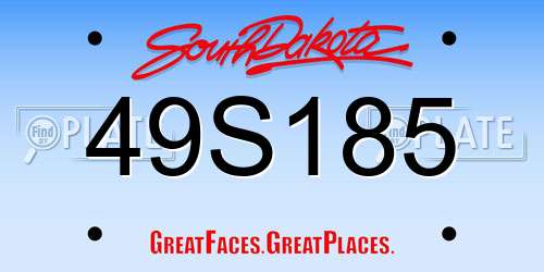49S185 South Dakota License Plate