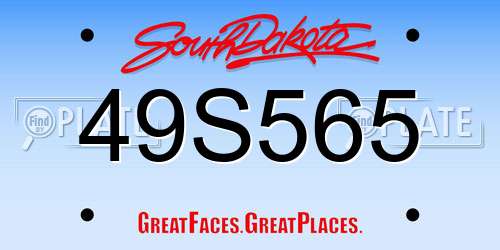 49S565 South Dakota License Plate