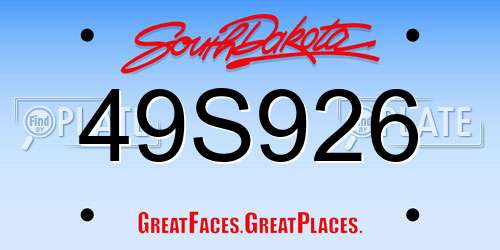 49S926 South Dakota License Plate