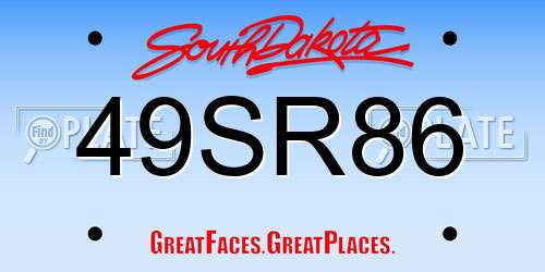 49SR86 South Dakota License Plate