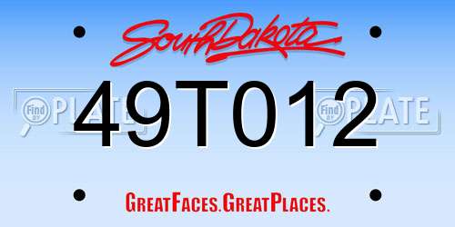 49T012 South Dakota License Plate