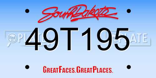 49T195 South Dakota License Plate