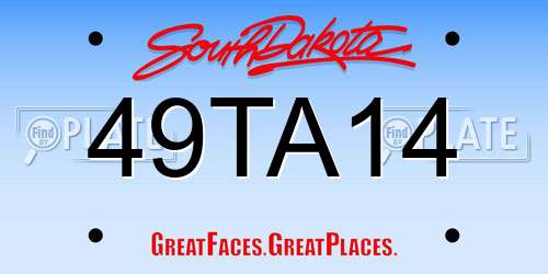 49TA14 South Dakota License Plate