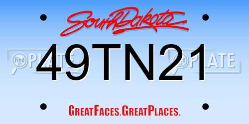 49TN21 South Dakota License Plate