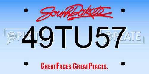 49TU57 South Dakota License Plate