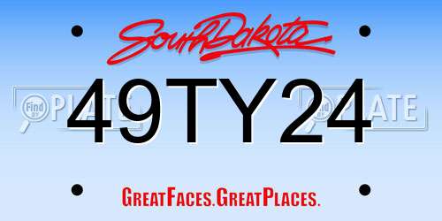 49TY24 South Dakota License Plate