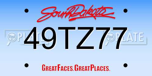 49TZ77 South Dakota License Plate