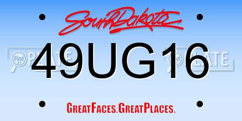 49UG16 South Dakota License Plate