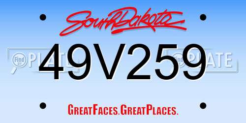 49V259 South Dakota License Plate
