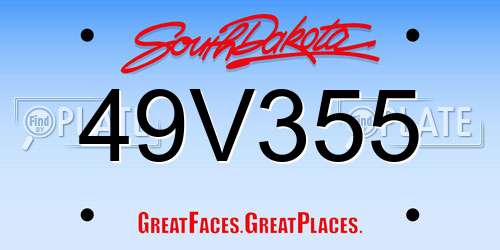 49V355 South Dakota License Plate