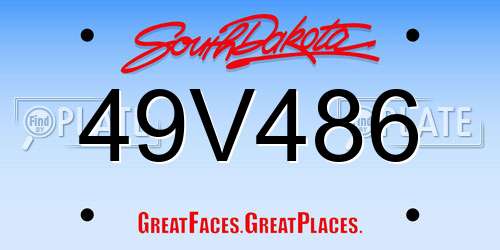49V486 South Dakota License Plate