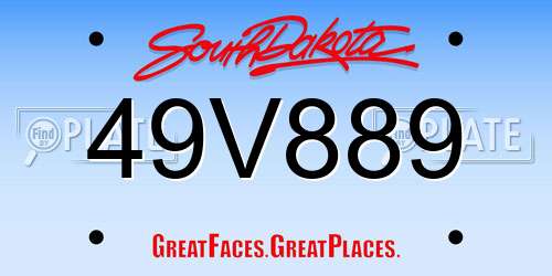 49V889 South Dakota License Plate