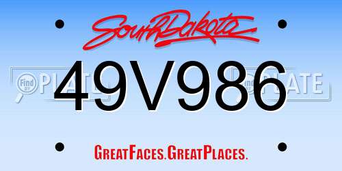 49V986 South Dakota License Plate