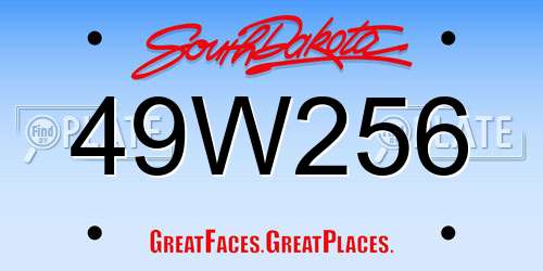 49W256 South Dakota License Plate